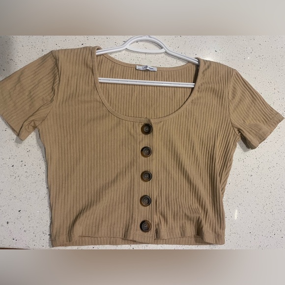 Pick 2 for 20$ -  Zara Basics beige crop top - Picture 1 of 2